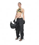 Cargo Pants With Detachable Thong Black