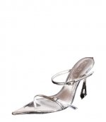 Silver Metallic Leather Fang 95 Sandals